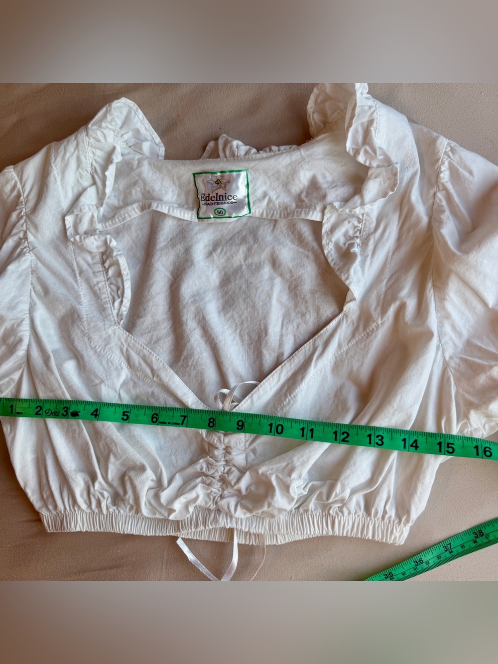 Edelnice German traditional peasant style dirndl blouse - White cotton - US XL - Picture 10 of 12